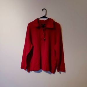 Lauren Ralph Lauren Red Ribbed Long Sleeve Top Size 2X